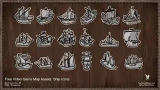 FREE Video Game Map Art: Wooden Ship Icon Pack