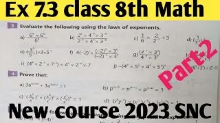 Exercise 7. 3 unit 7 Exponents and Laws of exponents class 8th Math kpk and PTB|New course 2023 P-2
