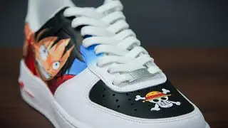 how to paint luffy from one piece on a sneaker - extended version link in description