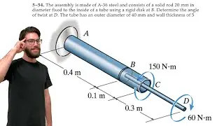 The assembly is made of A-36 steel. Determine the angle of twist at D - 5-54