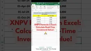 How to Use XNPV for Accurate Investment Calculation in MS Excel 📊  #excel #excelshorts #exceltips