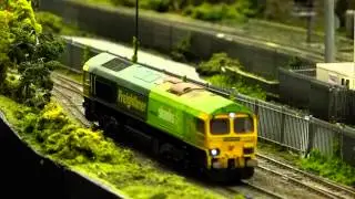 Blackmill at Rail-Ex North East. 66522 proppeling Cargowaggons into warehouse sidings