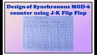 Design of Synchronous MOD-6 counter using clocked J-K flip flop