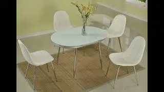 Chintaly Donna Extention Dining Table in Tempered White Starphire Glass & Chrome