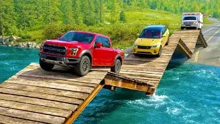 Cars vs BROKEN Bridge #8 - BeamNG Drive Crashes!