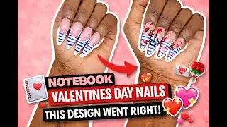 RECREATING A NOTEBOOK VALENTINES DAY NAIL DESIGN | BEGINNER NAIL SERIES | tutorial 💅🏿
