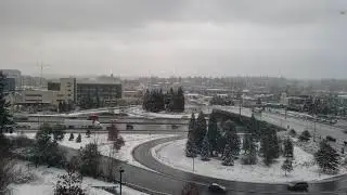 Seattle Bellevue Washington Snow Storm January 2020 Aerial View 4K UHD