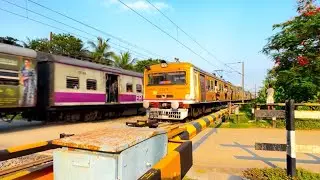 Train Traffic Crossing : Bandel Katwa Local Face To Face Meet Katwa Bandel Local At Railgate || ER