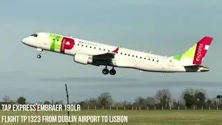 TAP Express Air Portugal Embraer 190LR take off from DUBLIN AIRPORT in IRELAND