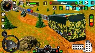3D army bus pick and drop army passengers from camp to army camp game - army bus game