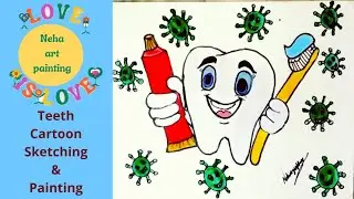 How to draw teeth cartoon | step by step teeth drawing for beginner