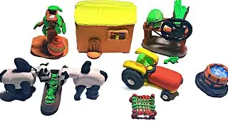 DIY! How to make polymer clay miniature house ,browse cutting machine,bulls, water well