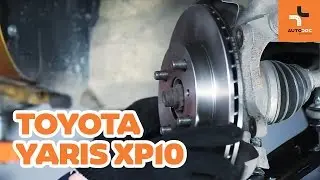 Kuinka vaihtaa etu jarrulevyt ja etu jarrupalat TOYOTA YARIS XP10 -merkkiseen autoon