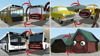 EVERYTHING TURNED INTO MONSTERS:BUS EATER BUILDER, THE BLOOP  VS ALL TREVOR HENDERSON BATTLE In GMOD