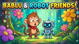 &ldquo;Bablu Meets a Robot! | जंगल का सबसे Cool Friend | Hindi Cartoon Story | Happy Jungle Cartoons |
