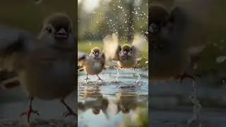 Nature&rsquo;s Sweet Moments: Sparrows Playing in a Puddle! 🌿🐦