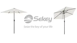 Sekey 270cm Auto Tilt Crank Parasol, UV50+  for your garden, terasse, backyard, patio
