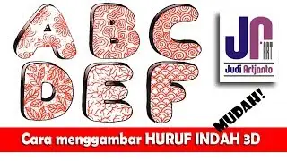 Cara menggambar huruf keren / 3d letter / huruf indah /huruf batik
