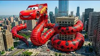 CENTIPEDE MCQUEEN Monster Attack! 😱 Kitten Rescues Lightning McQueen Transformation 🐛 #Animation