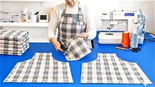 2 фартука из 1 метра ткани БЕЗ ВЫКРОЙКИ ✂️ Безотходная раскладка на ткани.