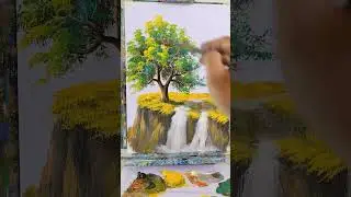 Easy Green Leaf Painting | Acrylic for Beginners #shorts #ytusa