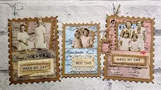 Faux Postage Stamp Library Style Pockets - Making Plain Papers Pretty - N Bbeads