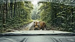 Tiger greift Auto an | Be&auml;ngstigender Wildnis-Moment aus Fahrerperspektive