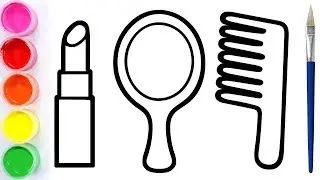 Coloring Lipstick, Mirror & Comb and Drawing