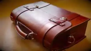 Handmade Leather Briefcase, hand stitched vegetable tanned leather brass buckles.