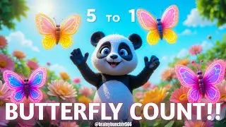 5 Little Butterflies 🦋 Backward Counting Song with Panda Pogo | Brainy Bunch TV566