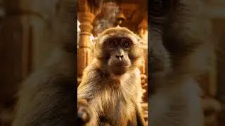 Monkey vlogging inside the temple🚩🙏🏻#monkey #hindu #viral #youtube #shorts