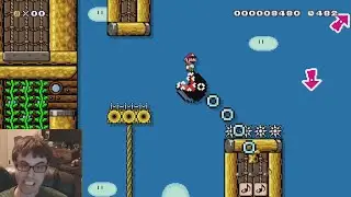 Mario Maker - Blind Kaizo Race #10 Windfall (Fun Level!)
