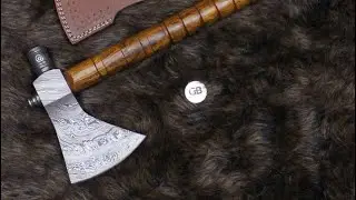GB1692 DAMASCUS STEEL CUSTOM HANDMADE FULL PIPE TOMAHAWK AXE WITH SMOKE HEAD 19