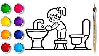 Hand Washing Picture Drawing , Painting and Coloring For Kids | Learn Good Habits