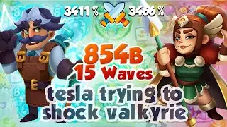 TESLA trying to Shock VALKYRIE - 15 Waves 854 Billion - RUSH ROYALE