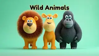 Wild Animals for Kids | Lion,Tiger, monkey, zebra, Bear, Elephant, fox | Learn Animal Names |