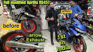 Custom wrapped Aprilia RS 457 first time in india with crazy mods | arrow exhaust Aprilia rs 457 🔥