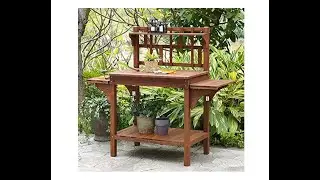 Garden Potting Bench with Storage Shelf Wood Outdoor Large Work Table plans Gardening - Overview
