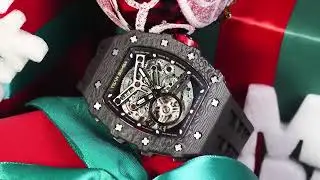 Luxury Automatic Men's Watch with Carbon Fiber Bezel and Skeleton Design