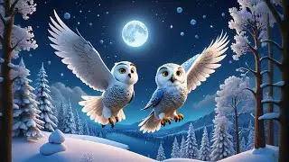 Five Snowy Owls Fly at Night | Nighttime Animal Rhyme for Kids | Baby Songs and Preschool Learning