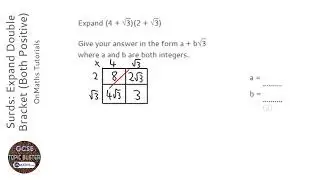 Surds: Expand Double Bracket (Both Positive) (Grade 8) - OnMaths GCSE Maths Revision