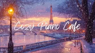 Eiffel Tower Paris Winter Ambience & Snowfall for Studying & Relaxing 🎹❄️| Peaceful Music 3Hr