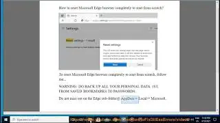 Reset Microsoft Edge browser completely to start from scratch