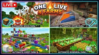 Minecraft Automatic Farms LIVE 🔴 | Wood, Stone, Sheep, Bonemeal