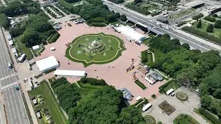 Drone View Of NASCAR Chicago Street Race Taking Over Grant Pack