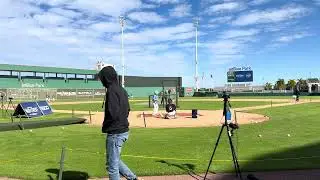 Benny taking BP at Jet Blue Stadium home of the Red Sox