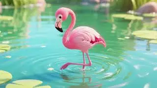 Little Flamingo Tiptoe in the Pond 🦩💧