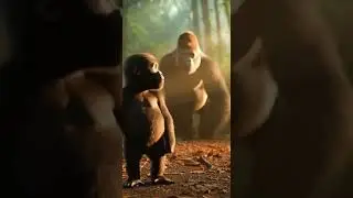 Hyenas vs. Baby Gorilla... then DADDY arrived! 😤🛡️ #wildlife #protection #gorilla #dad
