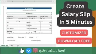 Create A Salary Slip In Excel | Automatic Pay Slip In 5 Minutes | Tamil