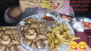 NAMKEN CHICKEN GIZZARD, LIVER, CHICKEN FEET, KETCHUP, SALAD 🫜 ASMR MUKBANG 